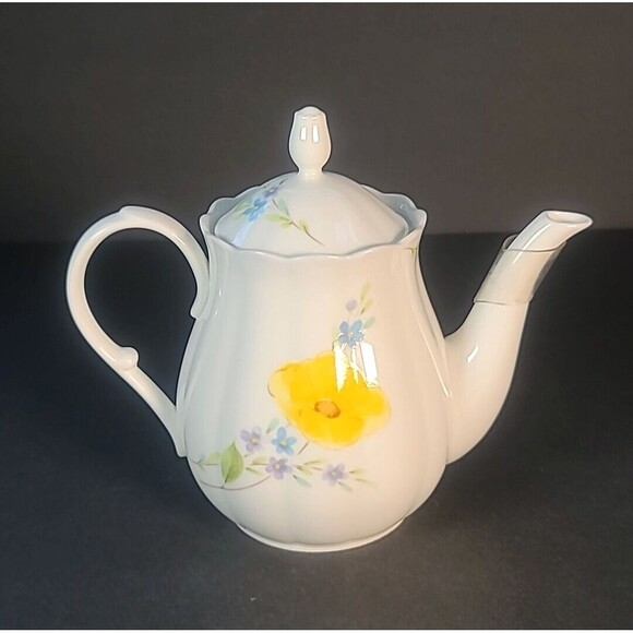 Mikasa POPPY LOVE Teapot & Lid Delicate Bone China California Poppy Rare Vintage - Picture 5 of 13